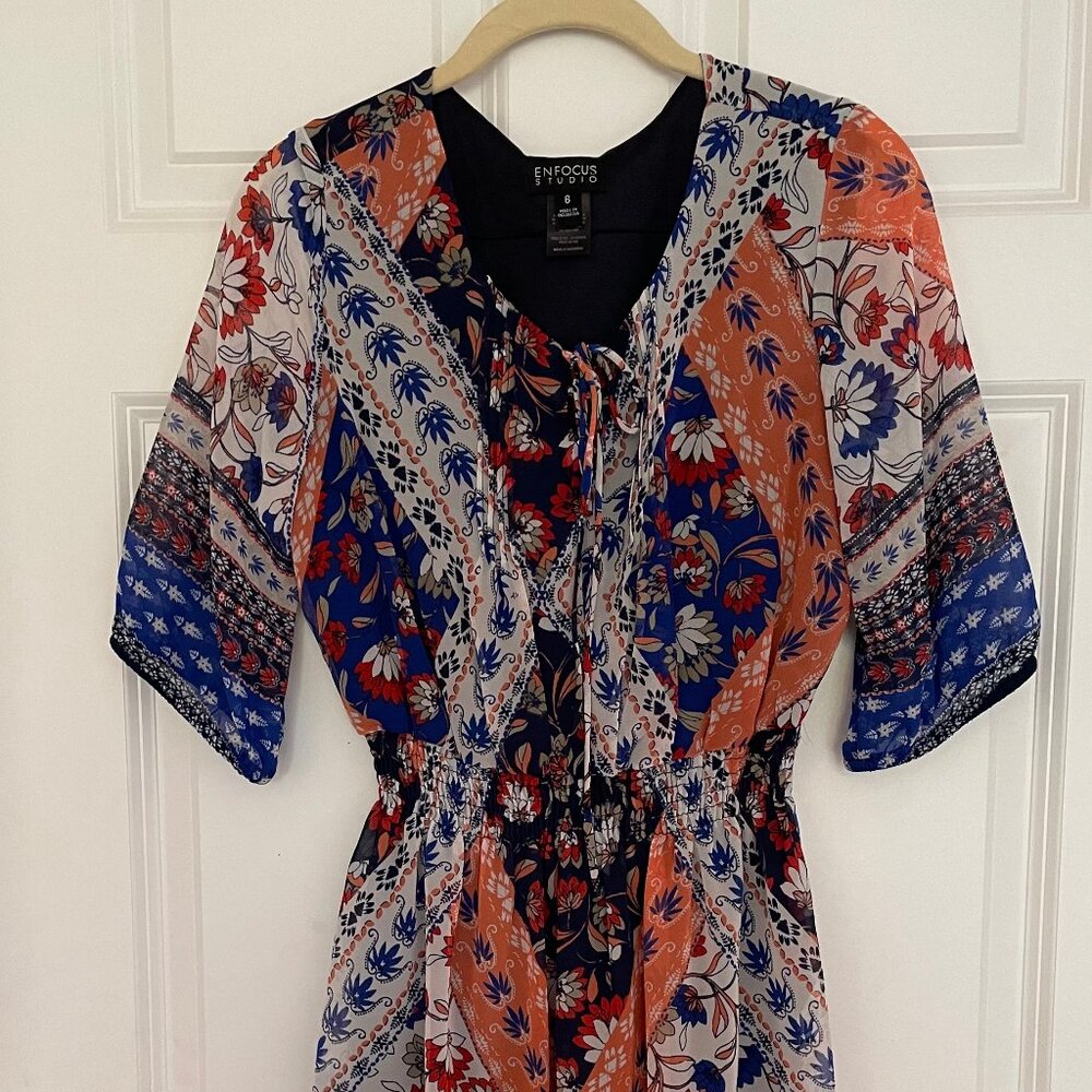 1	En Focus boho patterned mini dress 	size 6	used no damage